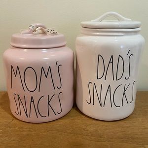Rae dunn mom & dad snack canisters